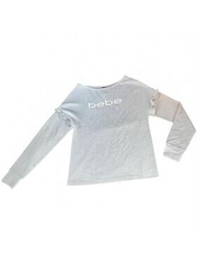 Bebe Grey Ruffle Long Sleeve Top